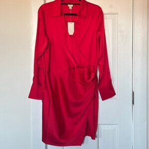 Women's Long Sleeve Satin Shirtdress